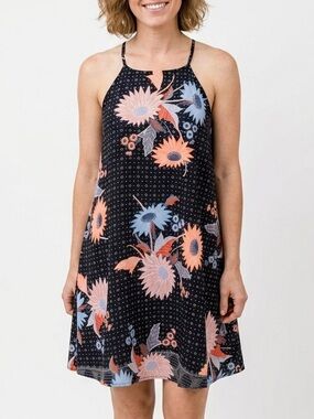 COTTON ON Spaghetti Strap Summer Dress Black Multicolour Floral Size XS Small